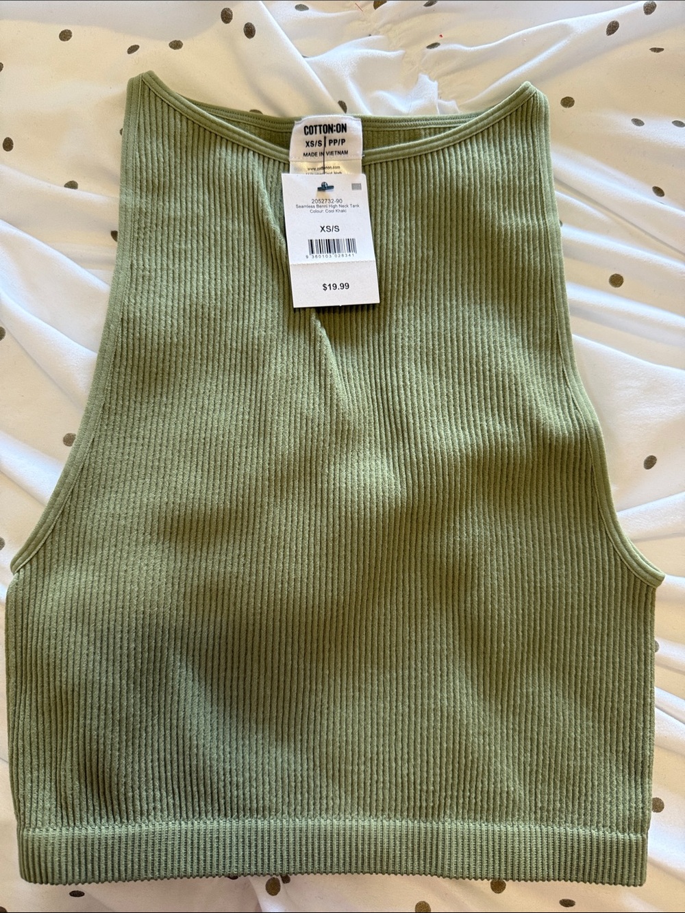 Cotton On Olive Ribbed Cropped Tank Top